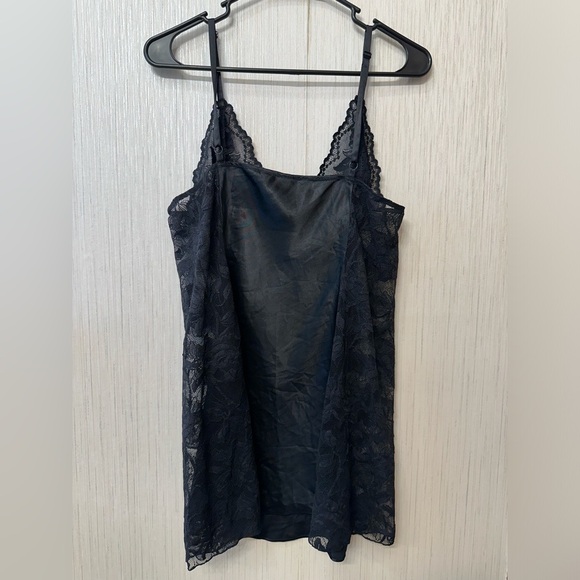 Victoria's Secret Y2K Black Satin Chemise with Lace Trim - Picture 1 of 5